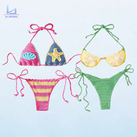 Huili Badmode Fabrikant Oem Hoge Kwaliteit Vrouwen Kleur Geblokkeerd Tweedelige Strandkleding Badpak Custom Gehaakte Bikini Set