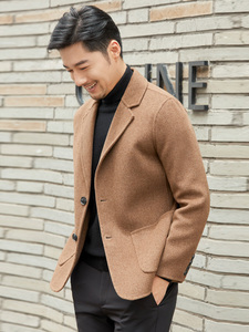 Manteau double face en cachemire Hommes Style <span class=keywords><strong>court</strong></span> 2025 Automne Hiver Nouveau Modèle 100% Laine Haut de Gamme Coupe ample Col en V - Product Image 6