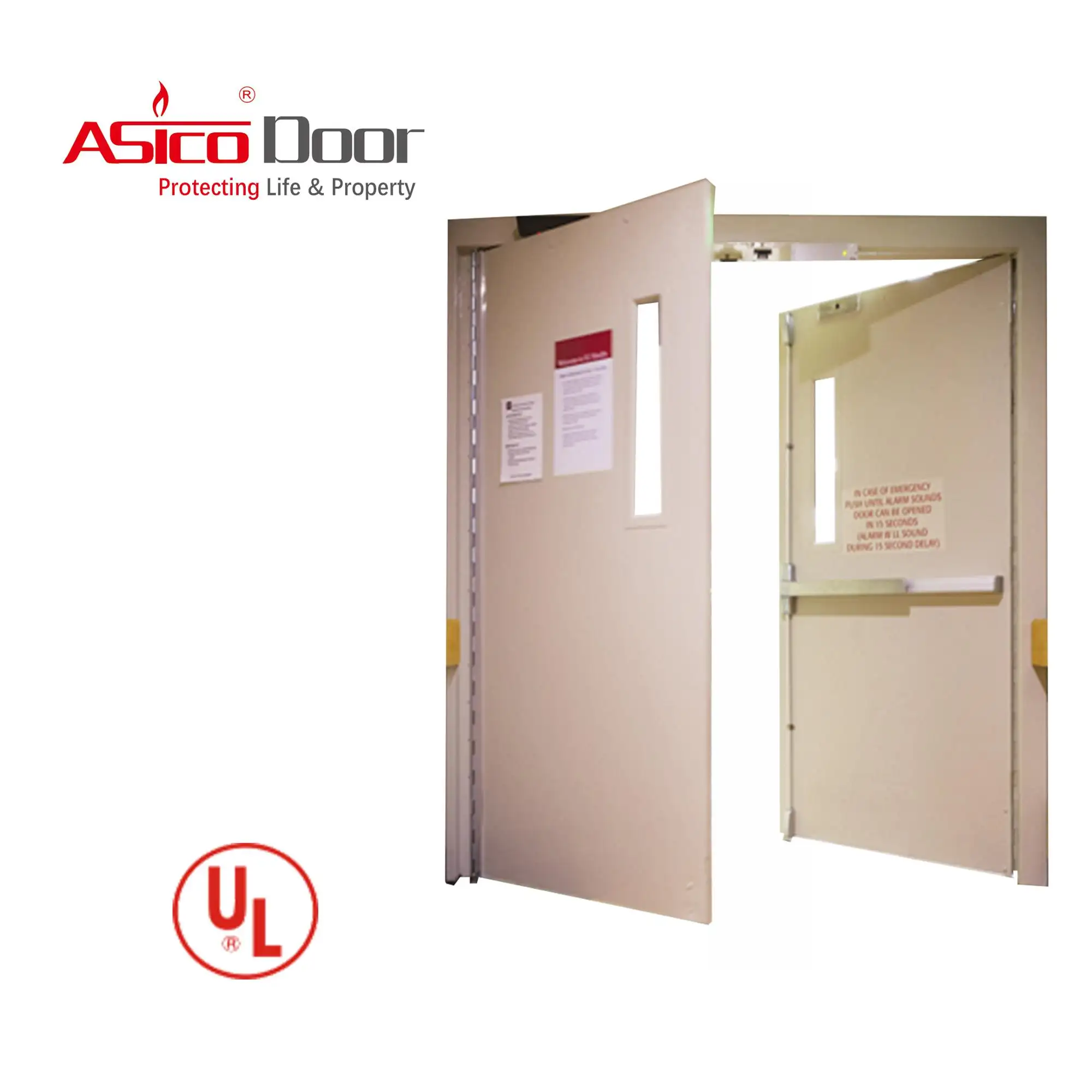 ASICO UL Listed 1 2 3 Hour Fire Rated Glass Door With Full Set UL Hardware