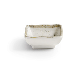 Mini Ciotola in Ceramica Quadrata Bianca con Smalto Maculato, Piccolo Piatto da Servizio - Product Image 1