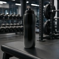 Bouteille d'eau de sport 1000 ml à large ouverture, sans BPA, en PP, anti-fuite, avec couvercle noir, pour la gym, vente en gros, directement de l'usine
