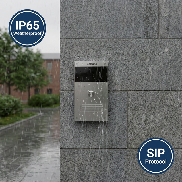 Thinuna IP-9636TB-BS IP65 Outdoor PA System Emergency Call Station One-Touch SOS PoE Powered 1 Key Alarm Help Intercom Terminal