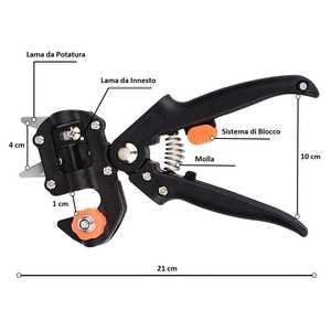 Tijeras de jardín para injertar y podar ramas de 12 mm con mango ergonómico y 3 cuchillas - Product Image 2