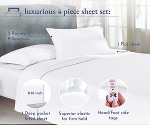 Sang Trọng 5 Sao Khách Sạn Linen 100% Bông Bộ Đồ Giường Khách Sạn Thiết Lập Biểu Tượng Tùy Chỉnh Trắng Phẳng Khăn Trải Giường Gối Duvet Cover - Product Image 3