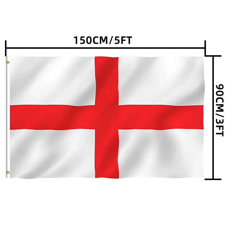 RTS Atacado 100% Poliéster 3x5ft Stock Futebol Fan Sport Cheering Inglês Nacional Inglaterra Bandeira