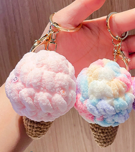 Porte-clés en peluche coloré en forme de crème glacée, breloque de sac 3D douce, pendentif de dessin animé, cadeau - Product Image 2