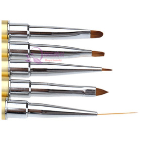 Lot de 5 pinceaux pour nail art – Outils de manucure professionnels en nylon pour liner, pinceaux ronds et plats, peinture couleur, décoration florale, sculpture de cristaux et photothérapie - Product Image 6