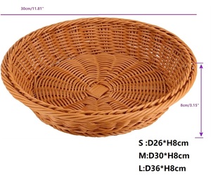 Keranjang Penyimpanan Makanan Anyaman Plastik Buatan Tangan, Keranjang Rotan PP Simulasi, Dapat Dicuci, Dapat Ditumpuk, untuk Rumah - Product Image 6