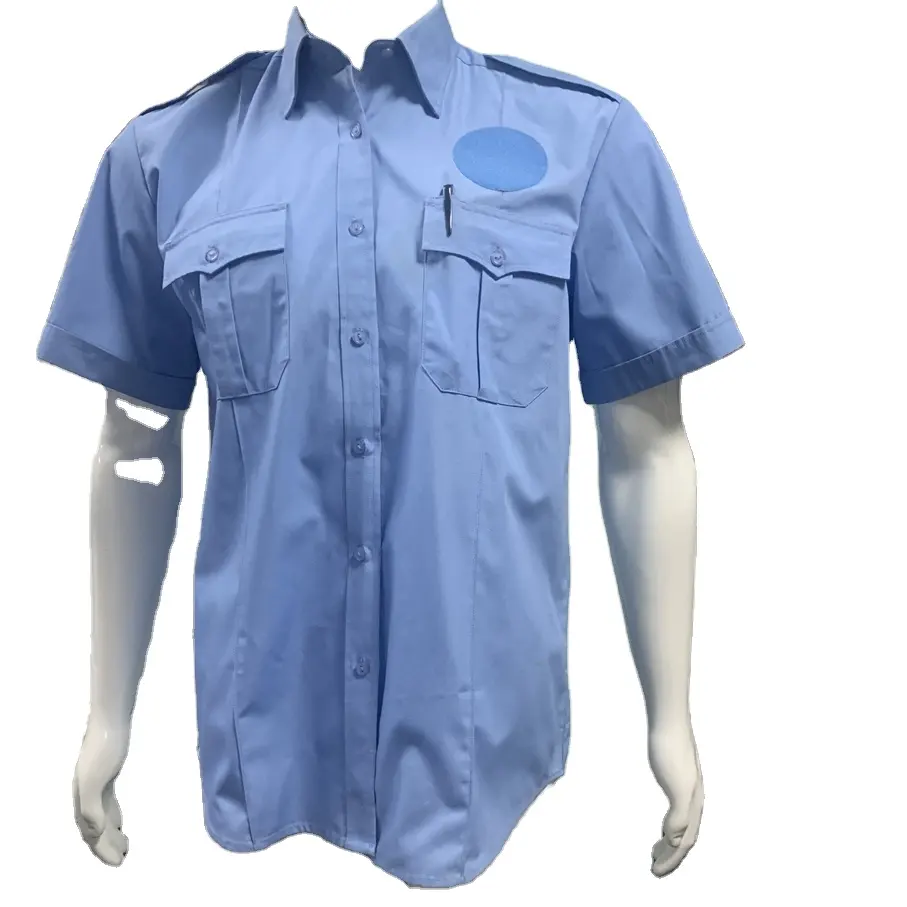 Personalizza la classica camicia da uomo uniforme da lavoro pilota di sicurezza a manica corta da uomo