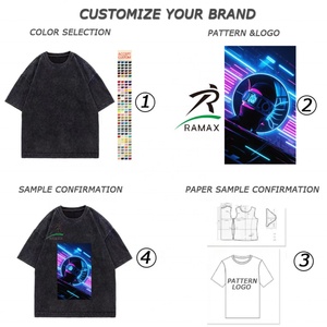 Camiseta de Hombre a la Moda, Estilo Hip Hop Urbano, Personalizada, de Gran Tamaño, 100% Algodón, Lavado Ácido, de Alta Calidad - Product Image 3