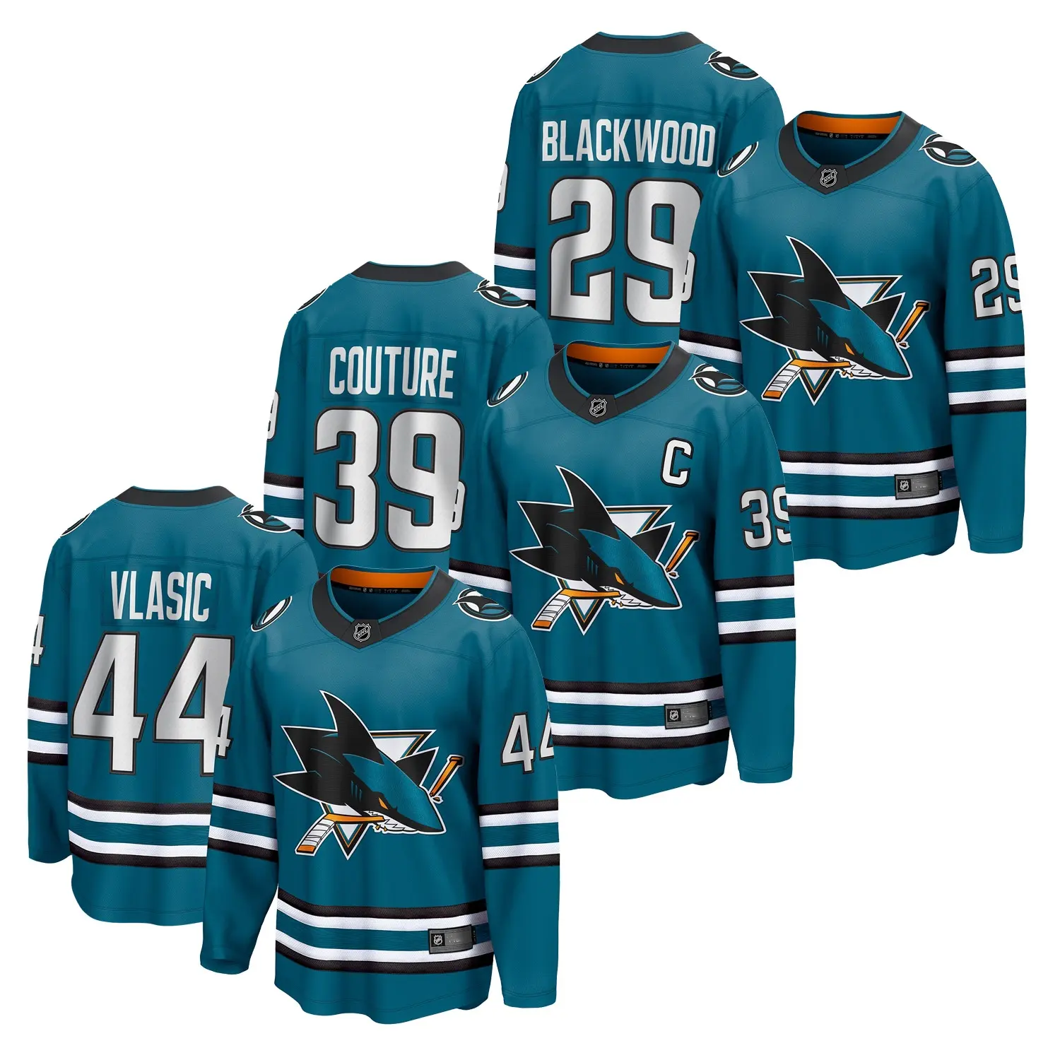 2024 San Jose Sharks Jersey de hockey sobre hielo camisas bordadas uniforme cosido traje de casa #29 Blackwood #39 Couture #44 Vlasic