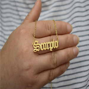 เครื่องประดับสแตนเลสกันน้ำชื่อที่กำหนดเอง18K สร้อยคอราศี - Product Image 6