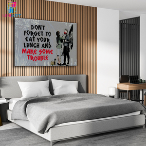 UNIART Make Some Trouble Canvas Art Poster y Wall Art Picture Print Modern Dormitorio Decoración Posters Banksy Graffiti Art - Product Image 6