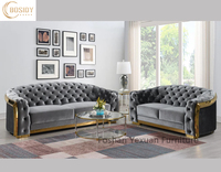 Ensemble de canapés modernes de luxe en velours et coton pour salon, fauteuil individuel, canapé sectionnel deux-trois places, blanc/gris, pour appartement et villa
