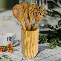 Ensemble d'ustensiles de cuisine en bois d'olivier bio pour la vente en gros : spatules et cuillères