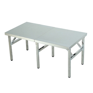 Table pliante en acier inoxydable 120x60x55cm, établi pliable d'extérieur, table de barbecue portable pour la maison et le marché - Product Image 2