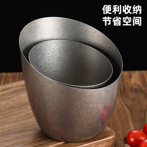Stainless Steel Slanted Bowl For Restaurant Salad <b>Vegetable</b> Serving Party Use - Product Image 5
