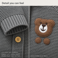 Combinaison bébé tricotée Kaiyue à manches longues, col polo, broderie ours, combinaison pour nourrissons, vente en gros, fournisseur OEM ODM de vêtements pour bébés