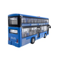 Bus à deux étages avec effets sonores et lumineux et fonction d'ouverture de porte - Bleu