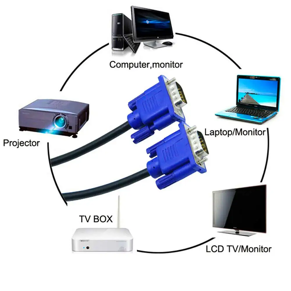 EBISON new premium M/M M/F vga to vga converter wire cables vga cable 3+5