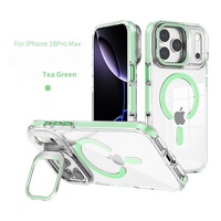 Coque de protection transparente magnétique anti-chute avec support d'objectif pour iPhone 18 Pro Max, compatible avec les coques de téléphone iPhone 17, 16, 15, 14, 13