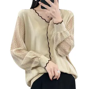 유행 여성 라운드 넥 중공 긴 소매 슬림 핏 섹시한 여성 스웨터