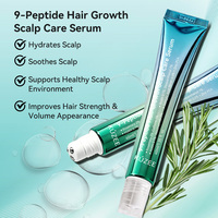 Sérum Roll-On pour la Croissance Capillaire et le Soin du Cuir Chevelu, à la Menthe Poivrée, à la Caféine, au PDRN et aux 9 Peptides, pour des Cheveux Plus Épais et d'Apparence Plus Volumineuse, contre la Chute des Cheveux