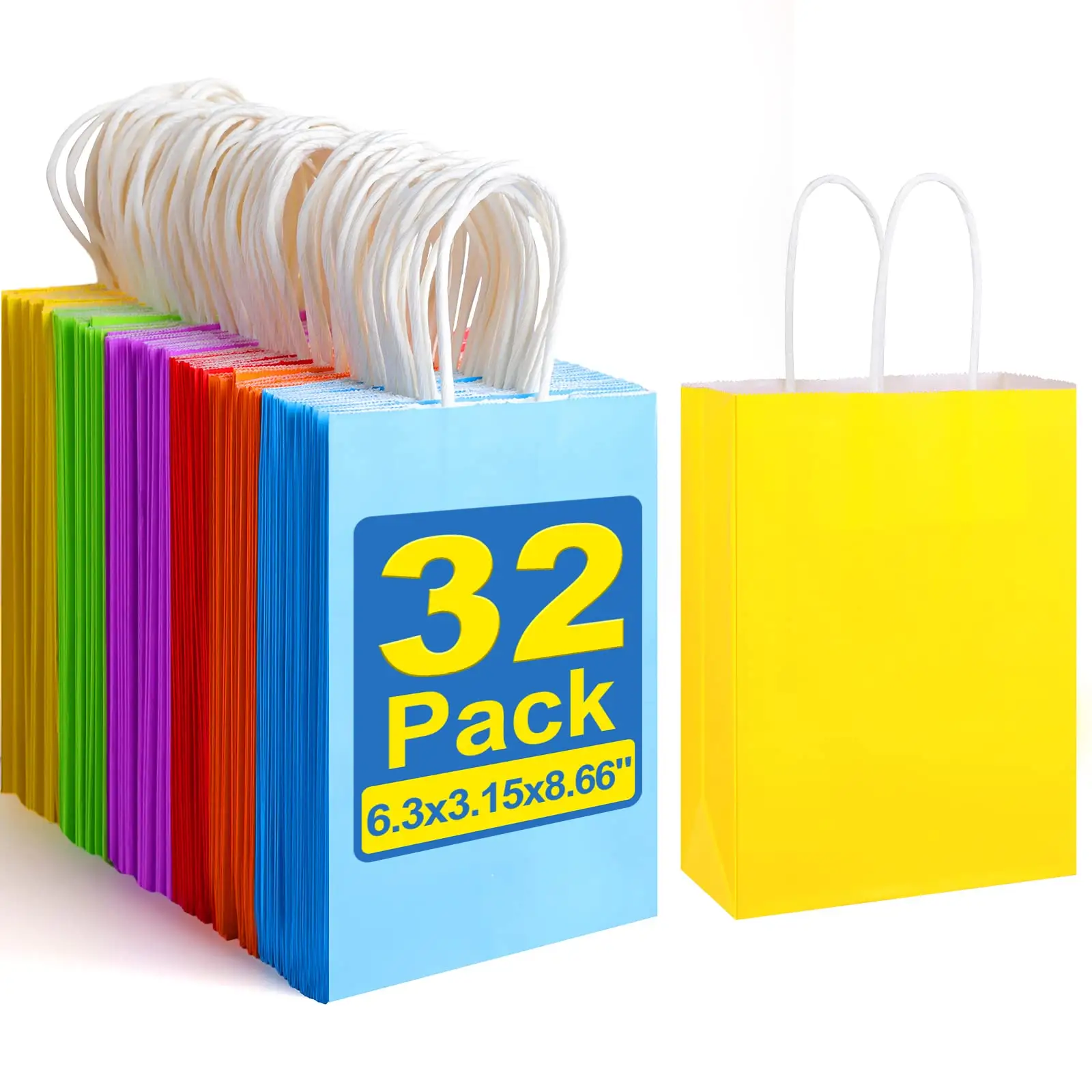 Sacchetti regalo in carta personalizzabili, sacchetti per feste in carta Kraft alla rinfusa con manici per il compleanno dei bambini, forniture per feste Baby Shower 6 colori