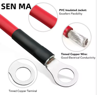 Cosses M8 de 50 mm² sur mesure pour câble de batterie automobile, cosses M de 50 mm² en cuivre noir et rouge pour système solaire, onduleur, camping-car et marine