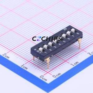 DSDT08LHGET DIP Switch Through hole Component (THT) Switch Flat Toggle, Raised Type Single Pole Double Throw 8 2.54mm - Product Image 1