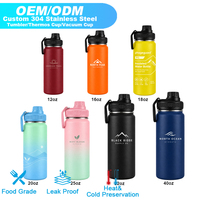 Bouteille d'eau isotherme portable en acier inoxydable 304 personnalisée, anti-fuite, avec couvercle, pour les voyages en extérieur