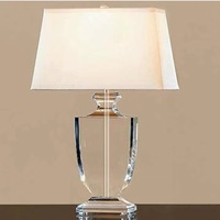 Lampe de table en cristal moderne de luxe, lampe de lecture de chevet, abat-jour carré en tissu, décoration intérieure pour la maison, le bureau, l'hôtel, éclairage de bureau