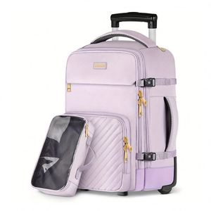 BSCI Water-Resistant School Travel Trolley Bag Overnight Rolling <b>Backpack</b> with Soundproof <b>Wheels</b> - Product Image 3