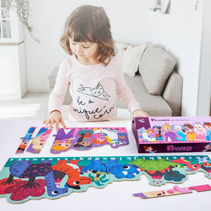 Rompecabezas a rayas de 26 letras para niños, juguetes educativos para niños, rompecabezas cognitivo de doble cara con dibujos animados de animales de granja, rompecabezas a juego - Product Image 5