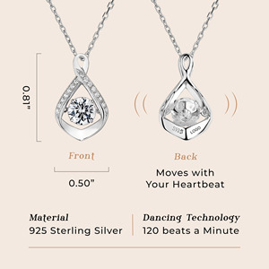 Colgante de plata personalizado de fábrica con diamante de laboratorio, cadena de plata de ley 925 pulida incluida, dije brillante con pavé lateral para regalo diario - Product Image 3