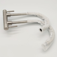 Robinet d'évier de cuisine à eau froide simple, double bec, en acier inoxydable 304 sans plomb, pour café, bar, restaurant