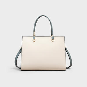 Sac à main décontracté en cuir véritable beige tendance classique de créateur, grand sac à bandoulière avec fermeture éclair imperméable, vente en gros pour femmes - Product Image 2