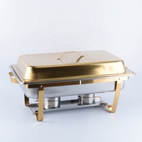 Chauffe-plat 8 pintes en acier inoxydable pliant Chafer pleine taille rectangulaire pour la restauration Buffet poêle plus chaud ensemble