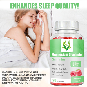 Private Label OEM/ODM Magnesium Glycinate Gummies Raspberry 0 Sugar Pres Improves Sleep Quality with Vitamin D - Product Image 5