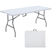 Table rectangulaire pliable en plastique blanc de 4 pieds, portable, durable et minimaliste, pour le jardin et les événements