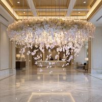 Lustre LED moderne de luxe en forme d'orchidée dorée, grande taille, hauteur réglable, pour hall d'hôtel, luminaire suspendu personnalisable