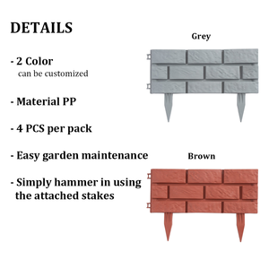 Outdoor Interlocking Easily Assemble Grass Edging <b>Plastic</b> Decorative Brick Effect Garden with Stakes <b>Fencing</b> - Product Image 2