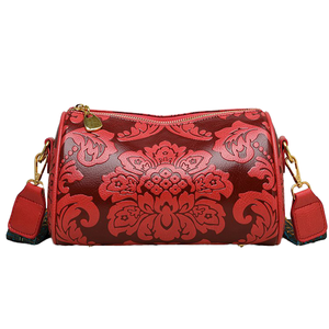 Nuevo Bolso Bandolera de Estilo Étnico para Mujer, Retro, Cilíndrico, de PU, con Correa Ancha para el Hombro, Cierre de Cremallera, Impermeable, de Poliéster - Product Image 3