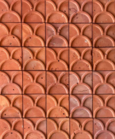 Carrelage en argile frittée motif écaille de poisson et pièce de monnaie en cuivre, motif brique rouge, ignifuge et imperméable pour la décoration murale et de sol