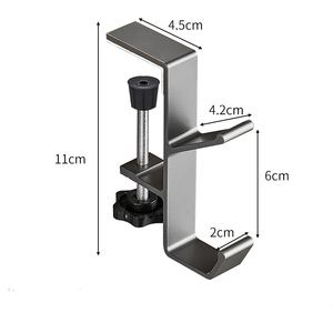 무타공 책상 옆 핸드백 걸이 더블 후크 클립형 알루미늄 스탠드 사무실 책상 가방 후크 - Product Image 5