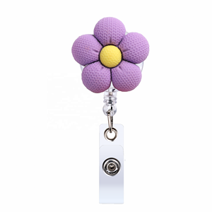 Phim Hoạt Hình Nhựa Hoa Huy Hiệu Chủ Reel Vòng Chìa Khóa Có Thể Thu Vào Thẻ Tên Keychain ID Huy Hiệu Chủ Với Xoay Alligator Clip - Product Image 5