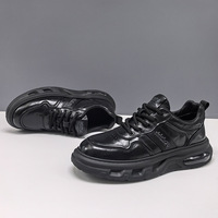 Chaussures de sport pour hommes en cuir véritable, élégantes, avec semelle épaisse en caoutchouc, chaussures décontractées avec coussin d'air, antidérapantes et durables