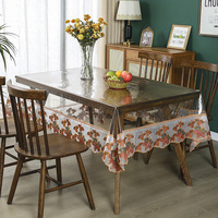 Nappe rectangulaire transparente en plastique, nappe en vinyle PVC imperméable, bordure en dentelle brodée, couverture de table transparente