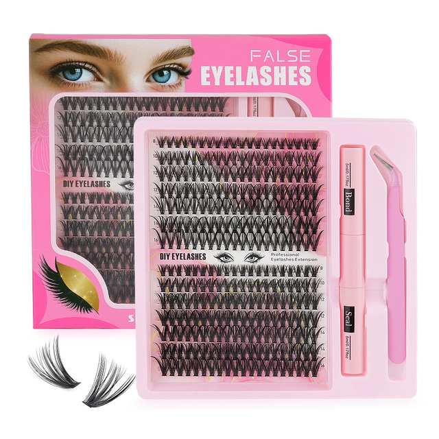 Wholesale Pre Cut Segmented Eyelashes DIY Lash Extension Kit Private Label Faux Mink Cluster Lash Cluster Kit