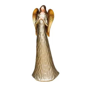 تمثال ملاك حارس مع ملاك الصلاة من الراتنج مرسوم يدويًا ديكور منحوت إبداعي لملاك الصلاة